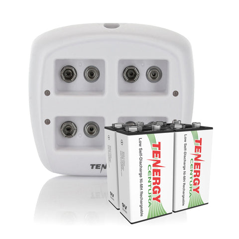Combo: Tenergy TN136 4-bay Charger + 4 pcs Centura NiMH 9V (90240)
