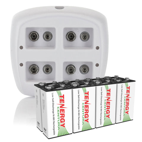 Combo: Tenergy TN136 4-bay 9V Charger + 8pcs Centura NiMH 9V (90241)
