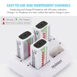 Combo: Tenergy TN136 4-bay 9V Charger + 8pcs Centura NiMH 9V (90241)