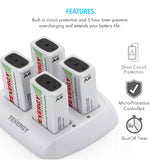 Combo: Tenergy TN136 4-bay 9V Charger + 8pcs Centura NiMH 9V (90241)