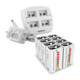 Combo: Tenergy TN136 4-bay 9V Charger + 8pcs Centura NiMH 9V (90241)