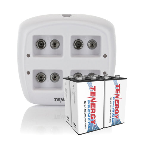 Combo: Tenergy TN136 4-bay 9V Smart Charger + 4pcs Premium 9V (90242)