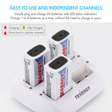 Combo: Tenergy TN136 4-bay 9V Smart Charger + 4pcs Premium 9V (90242)