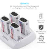 Combo: Tenergy TN136 4-bay 9V Smart Charger + 8pcs Premium 9V (90243)