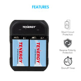 Combo: Tenergy TN141 2-Bay 9V Charger + NiMH 9V 250mAh (90257)