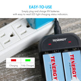 Combo: Tenergy TN141 2-Bay 9V Charger + NiMH 9V 250mAh (90258)