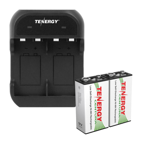 Combo: Tenergy TN141 2-bay 9V Charger + 2pcs Centura 9V 200mAh (90259)