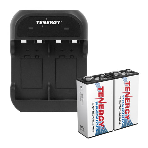 Combo: Tenergy TN141 2-bay 9V Charger + 2pcs Premium 9V 250mAh (90261)