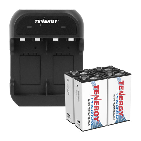 Combo: Tenergy TN141 2-bay 9V Charger + 4pcs Premium 9V 250mAh (90262)