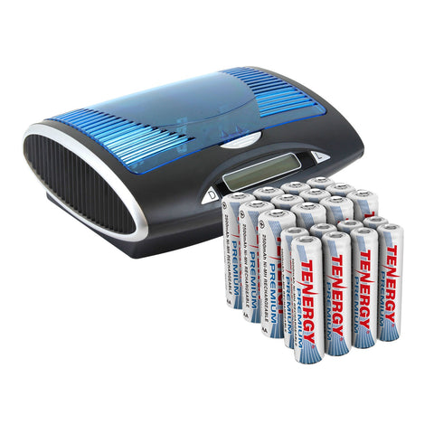 Combo: Tenergy T9688 Universal LCD Battery Charger + 12 AA & 8 (90273)