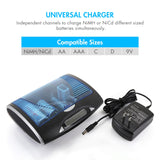 Combo: Tenergy T9688 Universal LCD Battery Charger + 12 AA & 8 (90273)