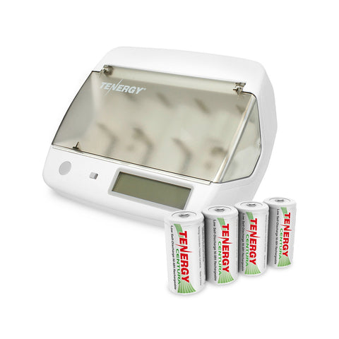 Combo: 4 Pack Centura NiMH Rechargeable C Batteries + Tenergy (90296)