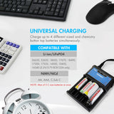 Combo: Tenergy T4s Universal LED Battery Charger + 4 Pack NiMH (90299)