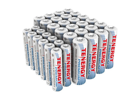 Combo: 36 pcs Tenergy Premium NiMH Rechargeable Batteries (90411)