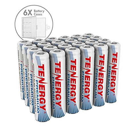 Combo:24 pcs Tenergy Premium AAA 1000mAh NiMH Rechargeable (90414)