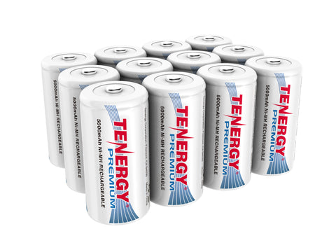 Combo: 12 pcs Tenergy Premium C 5000mAh NiMH Rechargeable (90420)