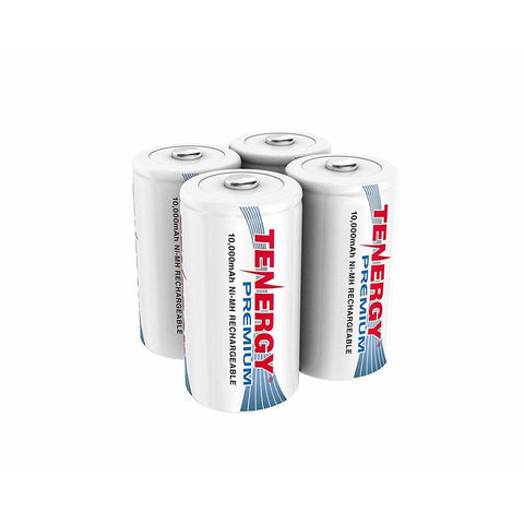 Combo: 4pcs Tenergy Premium D 10,000mAh NiMH Rechargeable (90424)