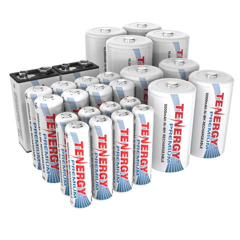 Combo: 26pcs Tenergy Premium NiMH Rechargeable Batteries (90443)