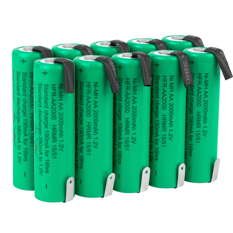 Tenergy 10pcs NiMH AA 2000mAh Flat Top Rechargeable Batteries (90481)