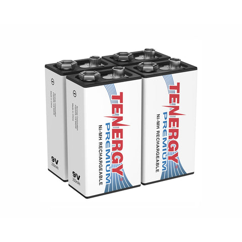 Combo: 4pcs Tenergy Premium 9V 250mAh NiMH Rechargeable (90495)