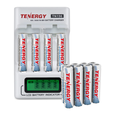 Combo: Tenergy TN156 4-Bay AA/AAA NiMH LCD Battery Charger + (90500)