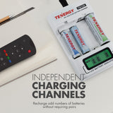 Combo: Tenergy TN156 4-Bay AA/AAA NiMH LCD Battery Charger + (90500)