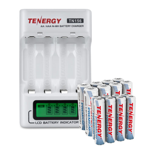 Tenergy TN156 4-Bay AA/AAA NiMH LCD Battery Charger + 8 AA & 8 (90504)
