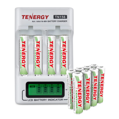Combo: Tenergy TN156 4-Bay AA/AAA NiMH LCD Battery Charger + (90505)
