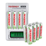 Combo: Tenergy TN156 4-Bay AA/AAA NiMH LCD Battery Charger + (90506)
