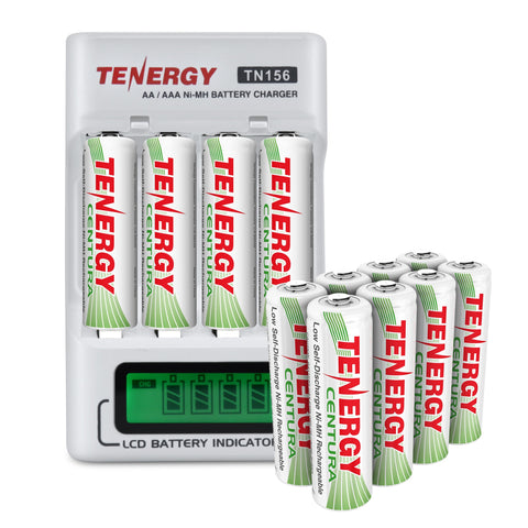 Combo: Tenergy TN156 4-Bay AA/AAA NiMH LCD Battery Charger + (90506)