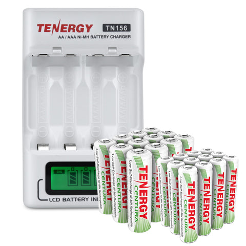 Combo: Tenergy TN156 4-Bay AA/AAA NiMH LCD Battery Charger + (90507)