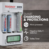 Combo: Tenergy TN156 4-Bay AA/AAA NiMH LCD Battery Charger + (90507)