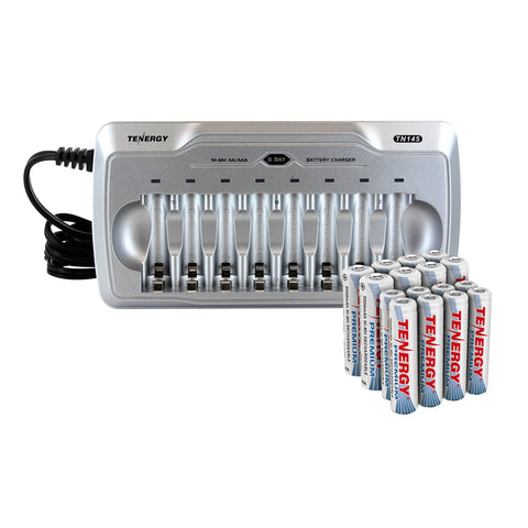 Combo: Tenergy TN145 8-Bay AA/AAA NiMH Battery Charger + 8 AA (90524)