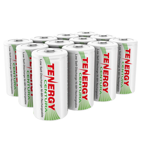 12-pack Tenergy Centura NiMH D Size 8000mAh Low Self Discharge (90532)