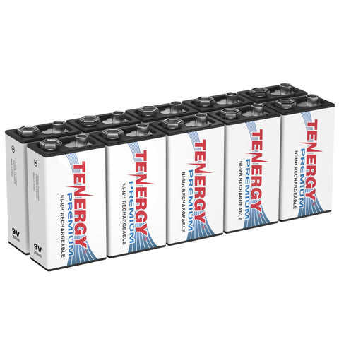 Combo: Tenergy Premium NiMH 9V Rechargeable Batteries, 10-pack (90602)