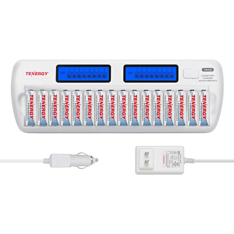 Tenergy TN438 16-Bay AA/AAA NiMH/NiCd LCD Smart Battery (90633)