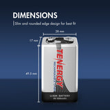 Combo: 10pcs Tenergy 9V 600mAh Li-ion Rechargeable Batteries (90638)
