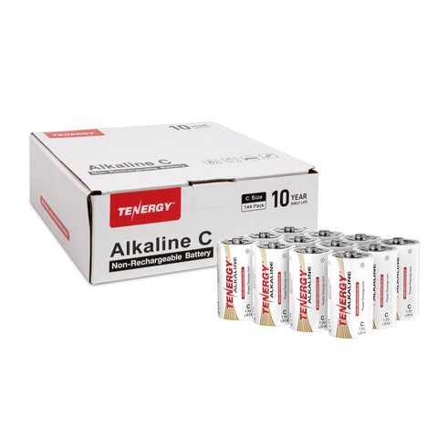 Tenergy Box: 144pcs C Size (LR14) Alkaline Batteries (90663)