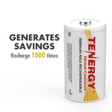 16pcs Tenergy D 5000mAh NiCd Button Top Rechargeable Battery (90667)