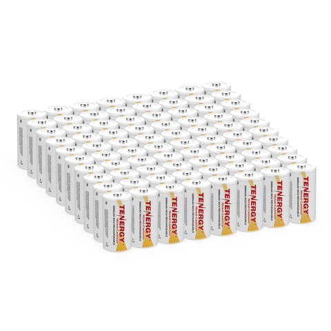 80pcs Tenergy D 5000mAh NiCd Button Top Rechargeable Battery (90668)