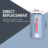 Tenergy D 10,000mAh NiMH Rechargeable Battery 16pcs (90669)