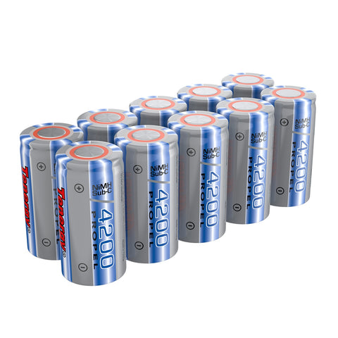 Tenergy 10 Count Propel Sub C 4200mAh NiMH Flat Top (90685)