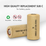 120pcs Tenergy NiCd SubC 2200mAh Paper Wrapped Flat Top (90688)