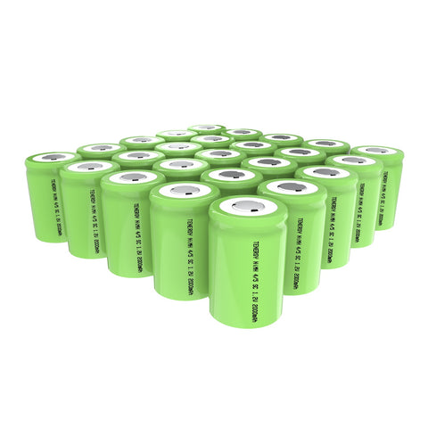 Tenergy 25 Count 4/5 Sub C 2000mAh NiMH Flat Top Rechargeable (90690)