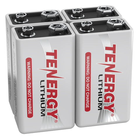Tenergy 4-Pack 9V Lithium Battery, 1200mah with 10 years shelf (90693)