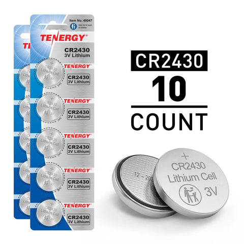 Tenergy CR2430 3V Lithium Button Cells, 10pcs (2 x Cards) (90721)