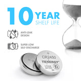 Tenergy CR2450 3V Lithium Button Cells, 10pcs (2 x Cards) (90722)