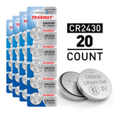 Tenergy CR2430 3V Lithium Button Cells, 20pcs (4 x Cards) (90726)