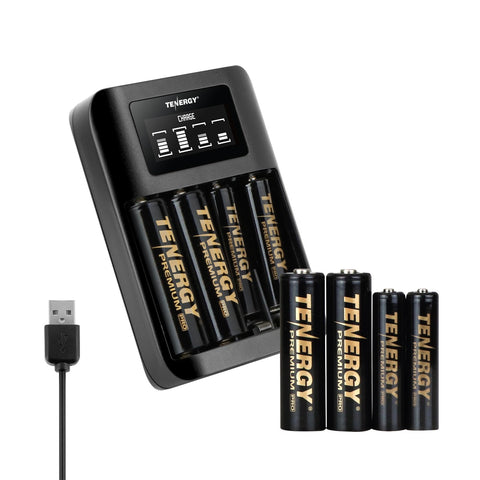 Tenergy Combo TN474U Battery Charger with 4 Pack Premium Pro (90733)