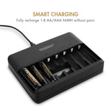 Tenergy TN477U 8-Bay Fast Charger with 8 Pack AA Premium Pro (90735)